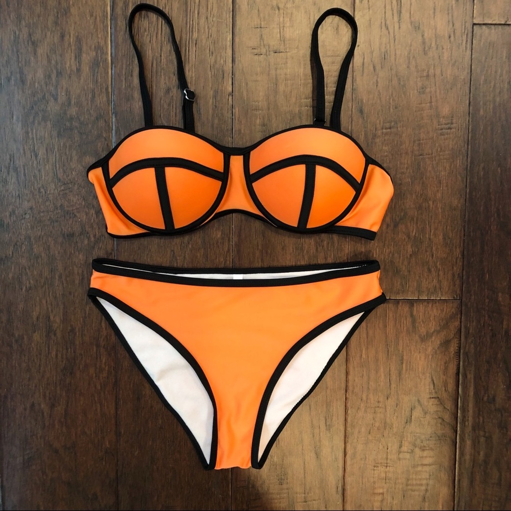 Orange Colorblock Bikini